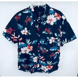 J.Crew Mens Slim Fit Hawaiian Floral Short Sleeve Shirt XXL Flex Washed